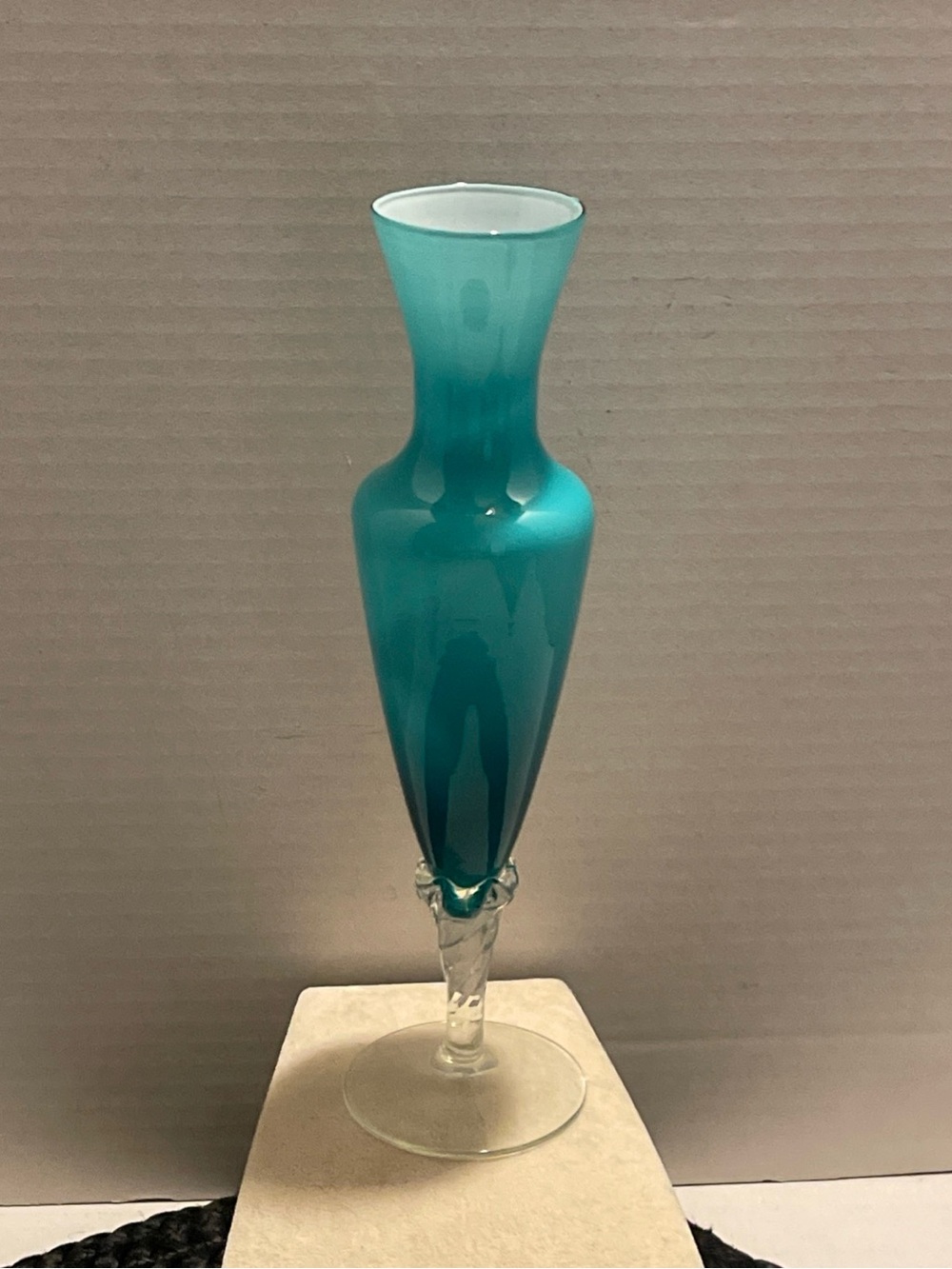 Empoli?  Teal Glass Bud Vase